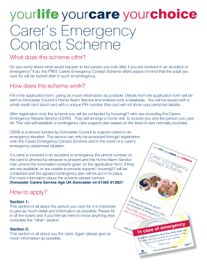 Carers Emergency Contact Scheme Application Form