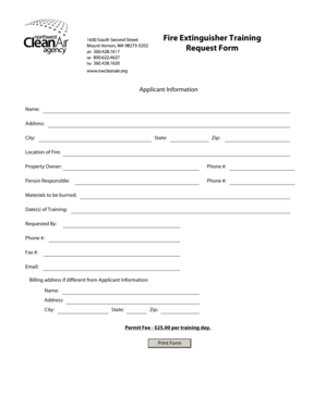 Fire Extinguisher Training Request Form