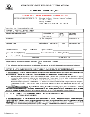 Michigan Beneficiary Change Request Form