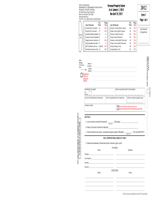 Maryland Personal Property Return Form 1