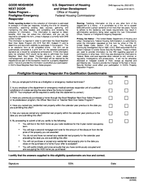 Good Neighbor Next Door Sales Program Application