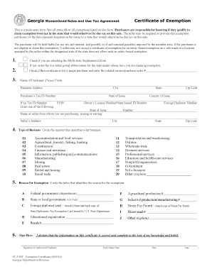 Georgia Streamlined Sales Tax Exemption Certificate