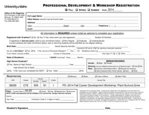 Professional Development Workshop Registration Form