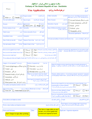 Iran Visa Application Form