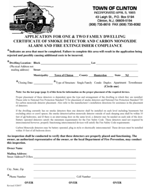 New Jersey Smoke and Carbon Monoxide Compliance Application