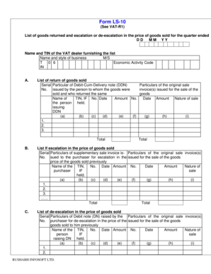 Form LS-10 VAT Return