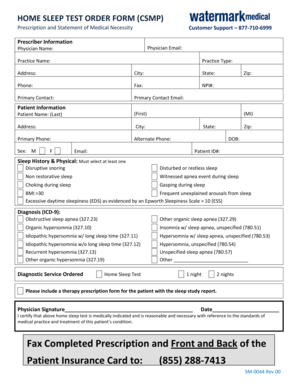 Home Sleep Test Order Form