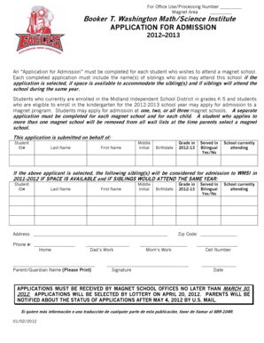 Application for Admission