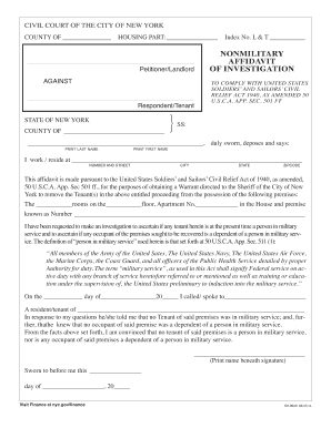 New York Tenant Eviction Affidavit