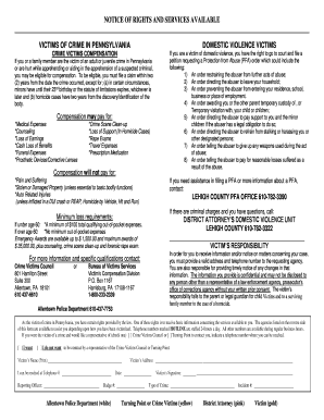 Pennsylvania Domestic Violence Victim Rights Notice