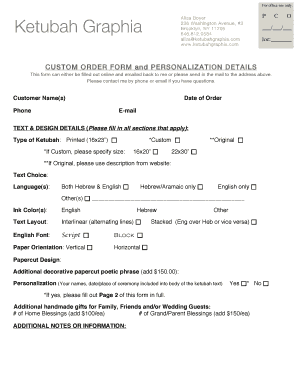 Ketubah Custom Order Form