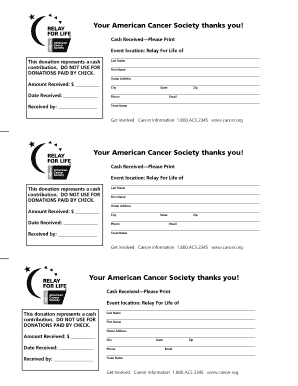 American Cancer Society Cash Donation Form