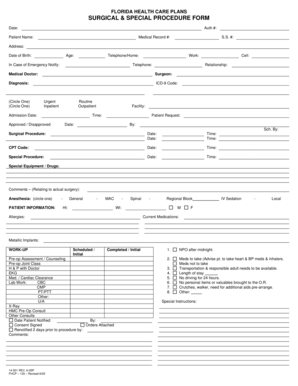 Florida Surgical Procedure Form