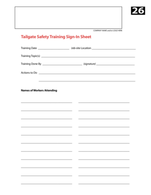 Tailgate Safety Training Sign-In Sheet