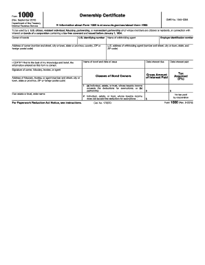 IRS Form 1000 Ownership Certificate