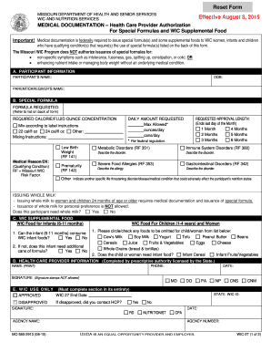 Missouri WIC Special Formula Authorization Form