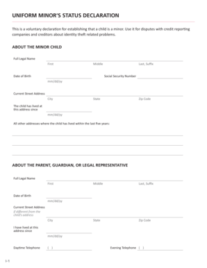 Uniform Minor's Status Declaration PDF