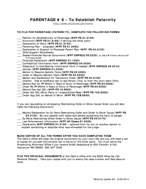Washington Parentage Petition Forms