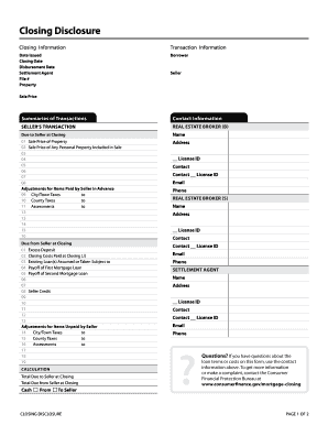 closing disclosure form excel