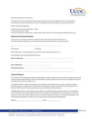 Declaration and Consent to Disclosure