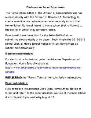Arkansas Home School Notice of Intent