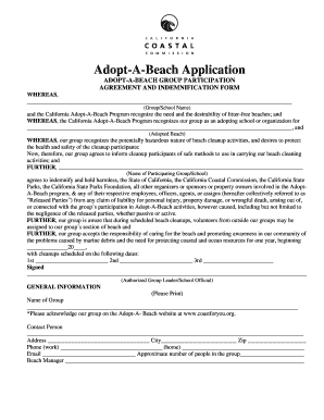 Adopt-A-Beach Participation Agreement