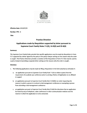 British Columbia Supreme Court Family Requisition Form F17
