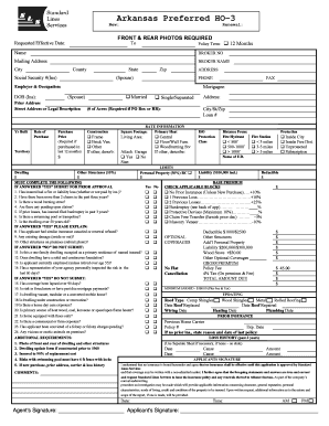 Arkansas Preferred HO-3 Home Insurance Application