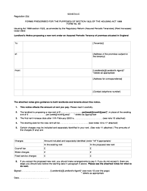 Landlord's Notice for Rent Increase