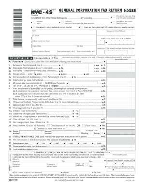 New York City General Corporation Tax Return 2011