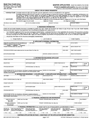 Strait-View Credit Union Loan Application