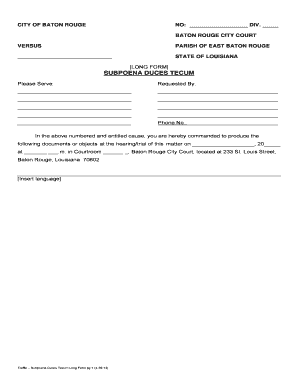 Louisiana Subpoena Duces Tecum