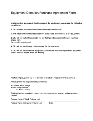 Equipment Donation/Purchase Agreement Form