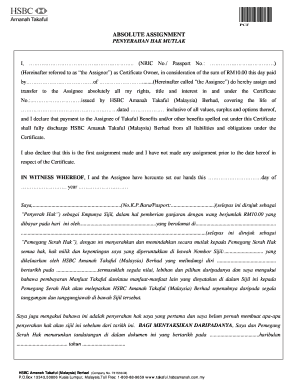 Absolute Assignment of Takaful Certificate