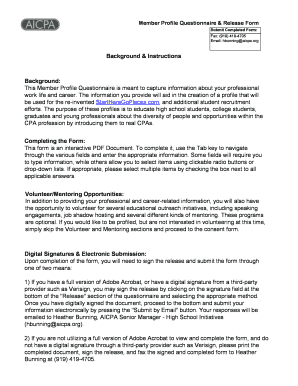 Member Profile Questionnaire & Release Form