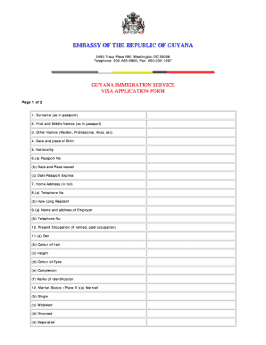 Guyana Visa Application Form