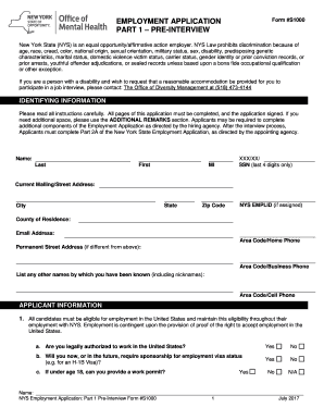 New York State Employment Application Form S1000