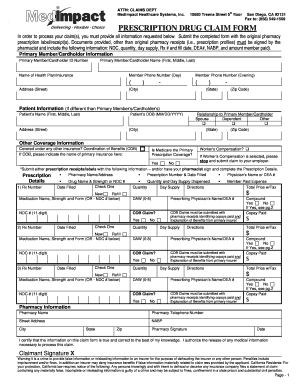 MedImpact Prescription Drug Claim Form