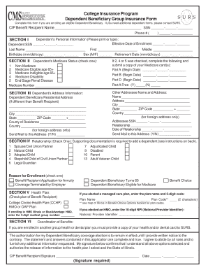 College Insurance Program Dependent Beneficiary Form