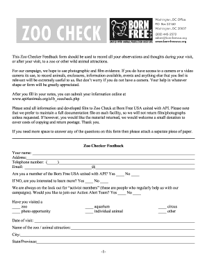 Zoo Checker Feedback Form
