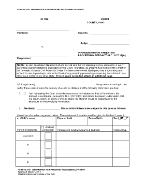 Ohio Parenting Proceeding Affidavit