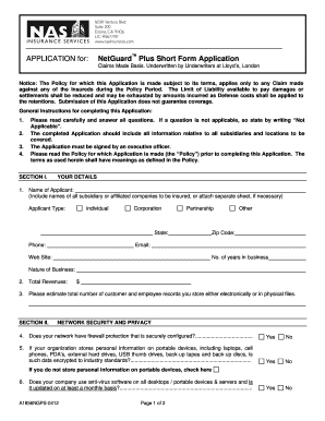 NetGuard™ Plus Short Form Application