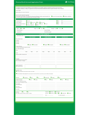 Personal Bank Account Application Form
