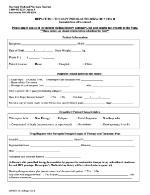 Maryland Hepatitis C Therapy Prior-Authorization Form