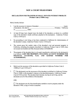 California Small Estate Declaration Form