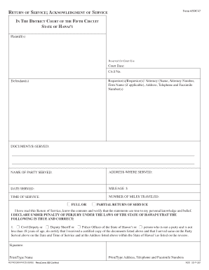 Return of Service Acknowledgment Form