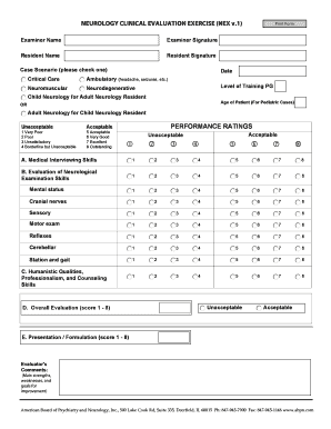 Neurology Clinical Evaluation Exercise