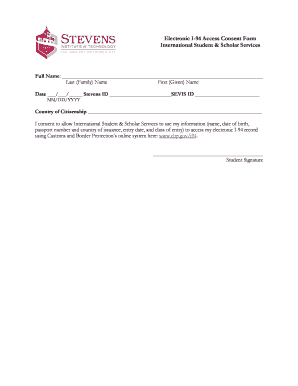 Electronic I-94 Access Consent Form