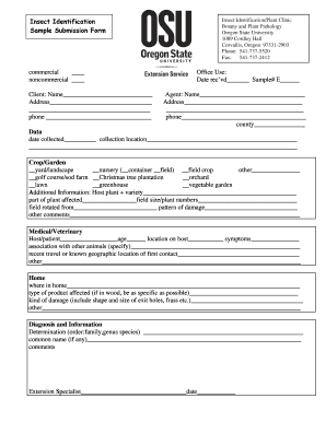 Insect Identification Sample Submission Form