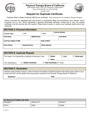 Request for Duplicate Certificate
